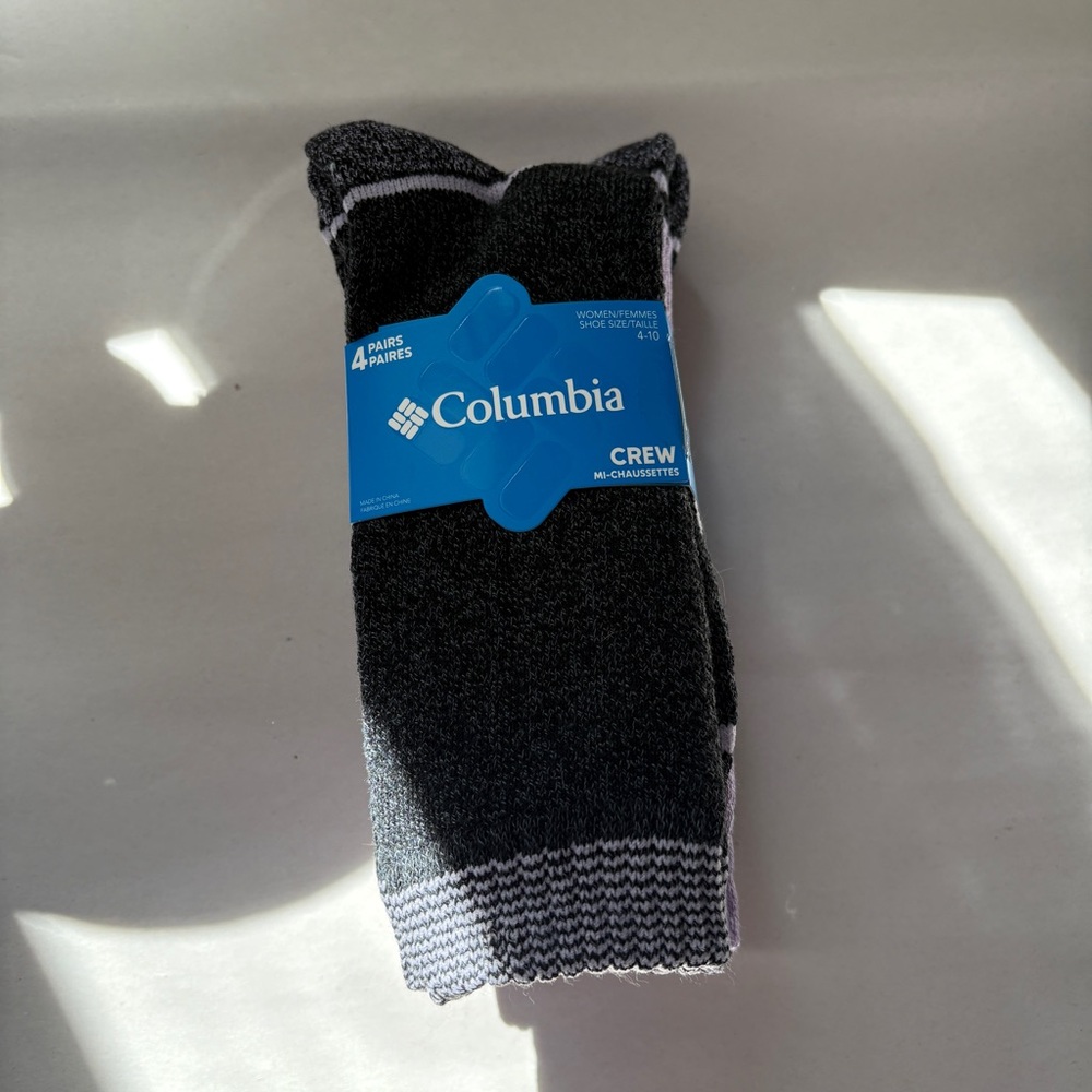 NEW Women’s Columbia Crew Socks 4 Pairs Moisture Control 4-10 Purple Grey